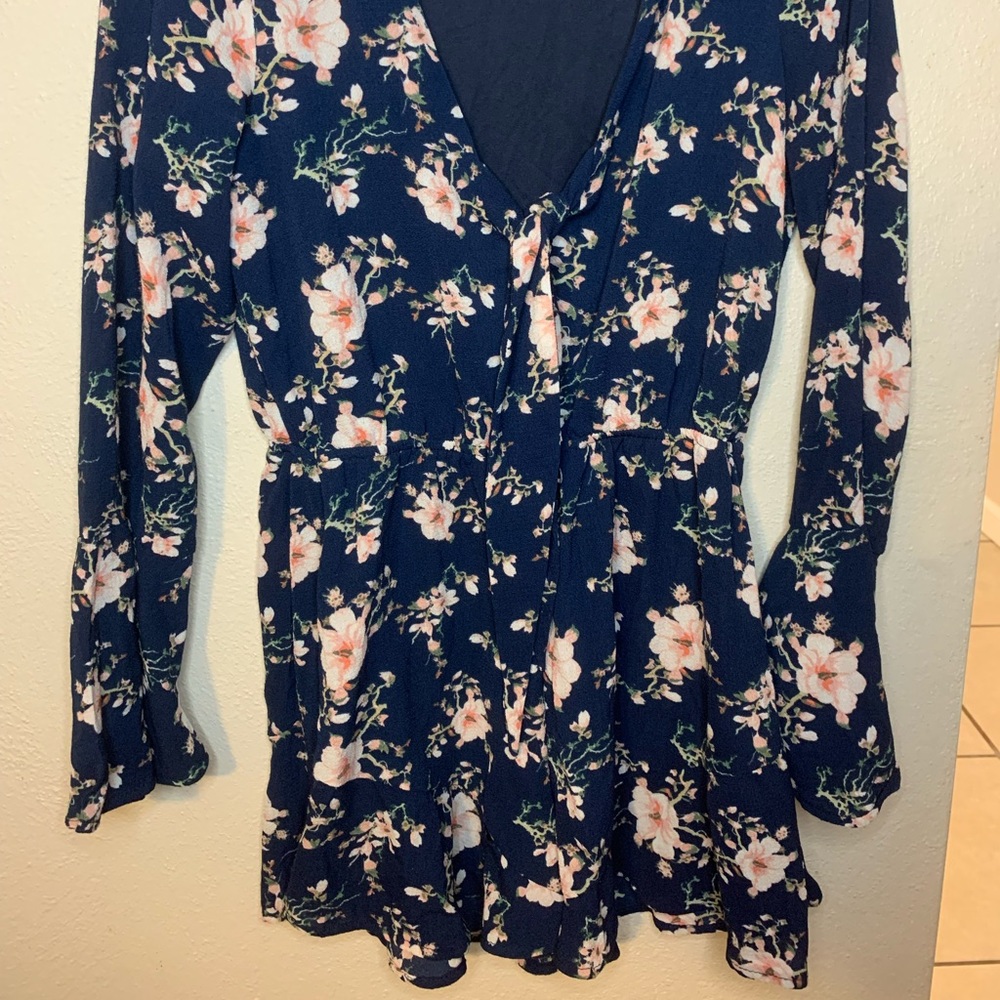 Blue floral romper